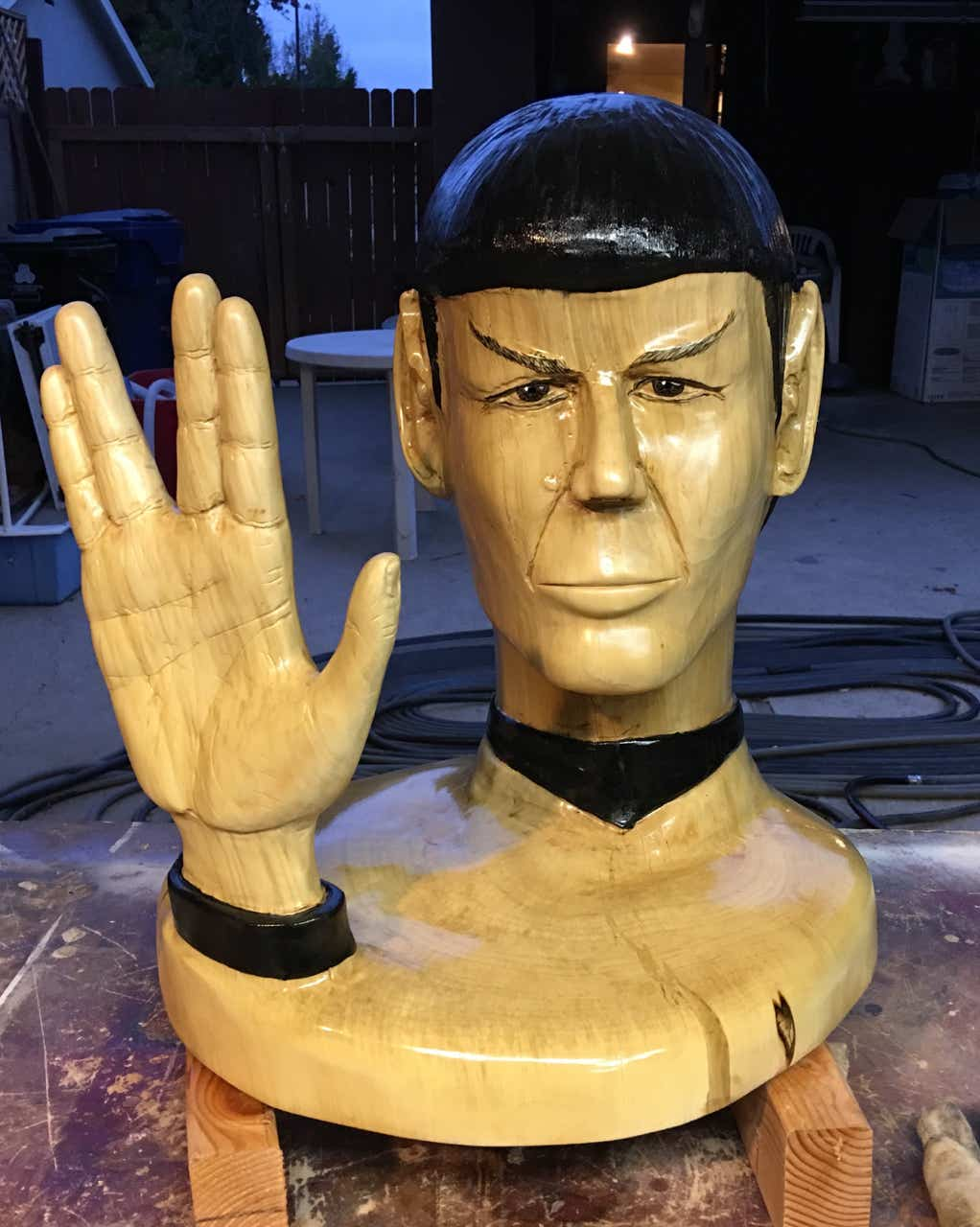 Chainsaw Woodcarving, Woodcarving, Wood carving, Wood Art, Woodworking, Spock, Star Trek, Leonard Nimoy