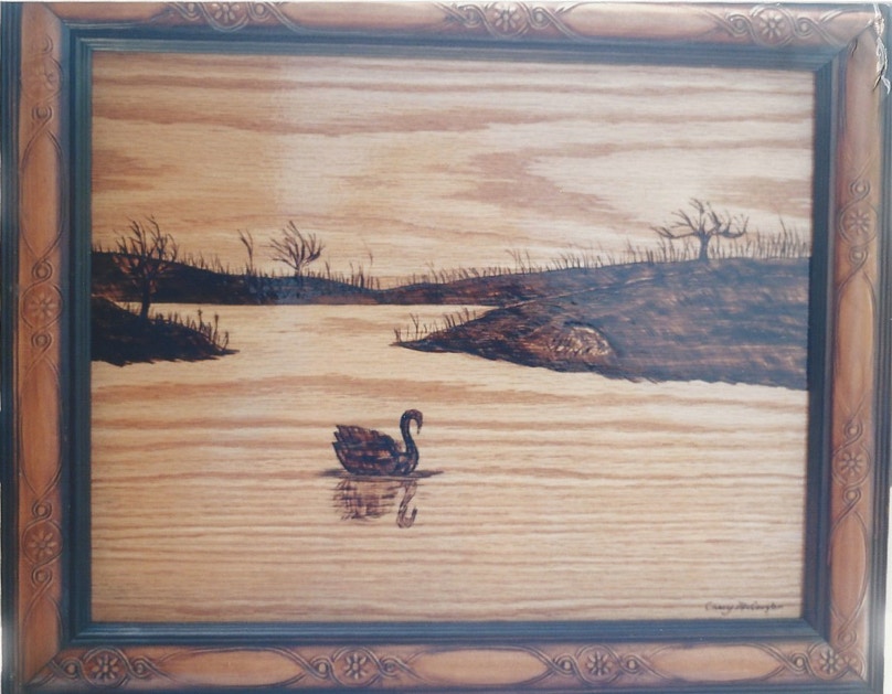 Wood Carving, Woodcarving, Wood Art, Swan wood burning