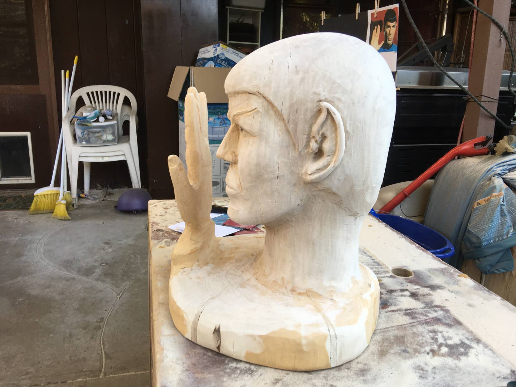 Spock, Leonard Nimoy, Casey, Woodcarving, Wood carving, Chainsaw Wood Carving,  Chainsaw Woodcarving, Sculpture, Art, Realism, Casey Woodcarving, Casey Wood Carving #LLAP, Chainsaw Casey