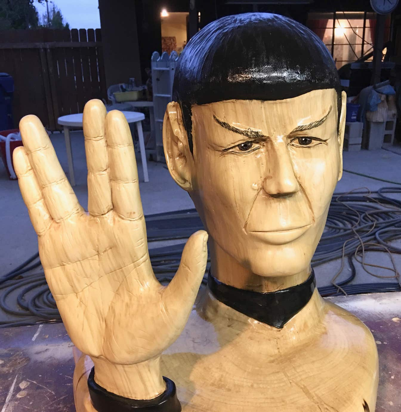 Spock, Leonard Nimoy, Casey, Woodcarving, Wood carving, Chainsaw Wood Carving,  Chainsaw Woodcarving, Sculpture, Art, Realism, Casey Woodcarving, Casey Wood Carving #LLAP, Chainsaw Casey