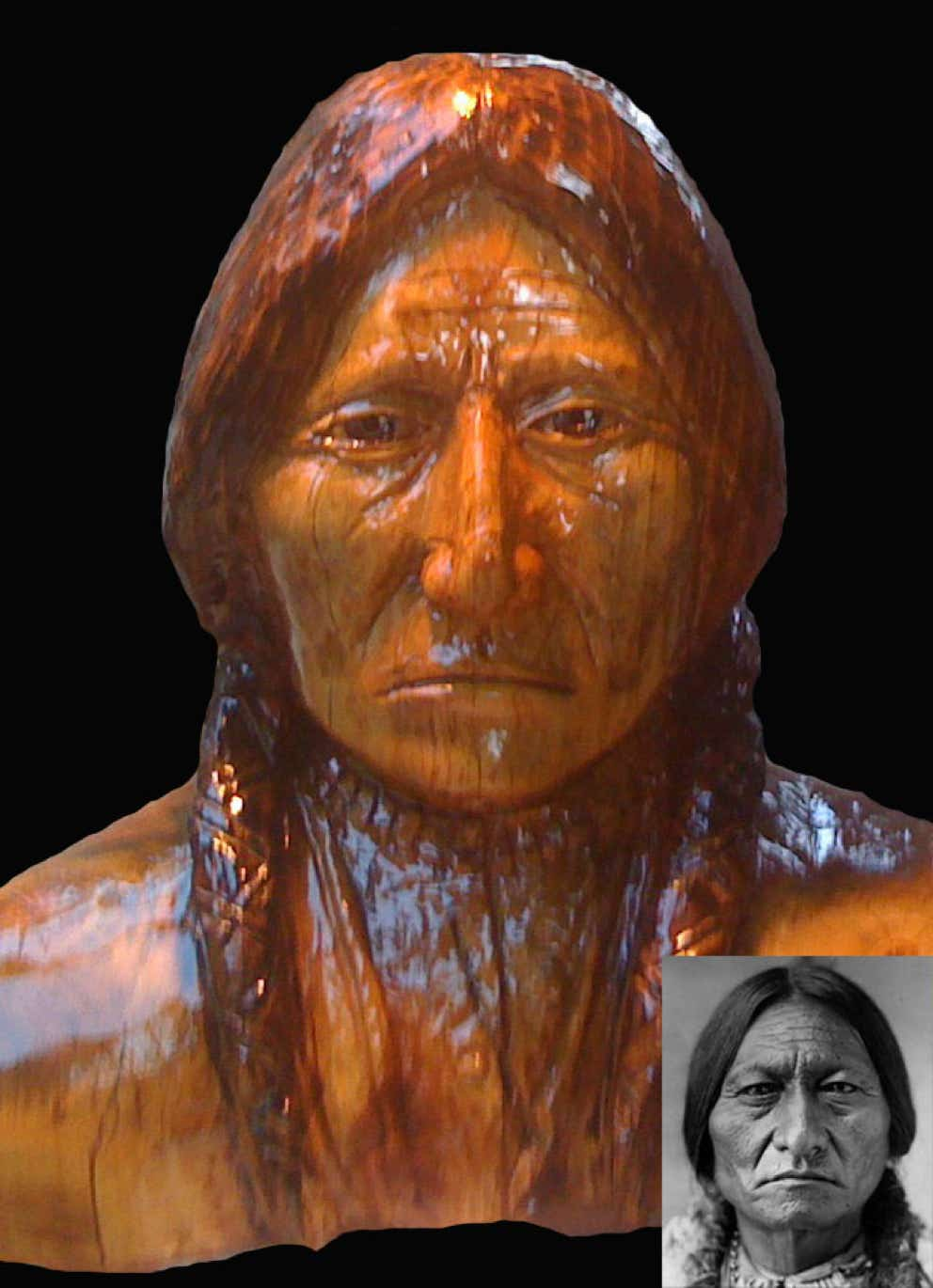 Abraham Lincoln, Sitting Bull, Tatanka Iyotaka, Quanah Parker, Annie Oakley, Cowboy, Medicine Man, Fighter, Boxer, Casey, Woodcarving, Wood carving, Chainsaw Wood Carving,  Chainxsaw Woodcarving, Sculpture, Art, Realism, Casey Woodcarving, Casey Wood Carving , Native American